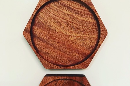 HEXAGONAL WALNUT COASTERS