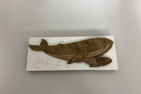 WOODEN WHALE RELIEF