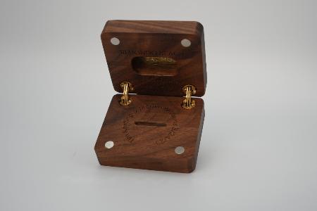 A WALNUT + BRASS RING BOX